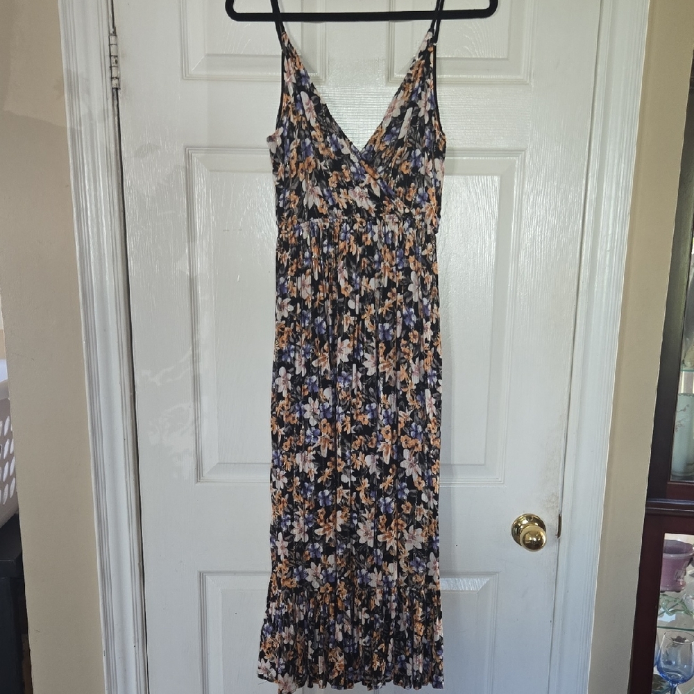 Dynamite Black and Orange Floral Maxi Dress